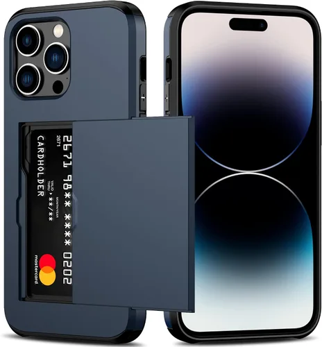 Vista 15 de Nvollnoe Funda para iPhone 14 con tarjetero [almacena 5 tarjetas] Funda tipo cartera de doble capa resistente a prueba de golpes con ranura oculta