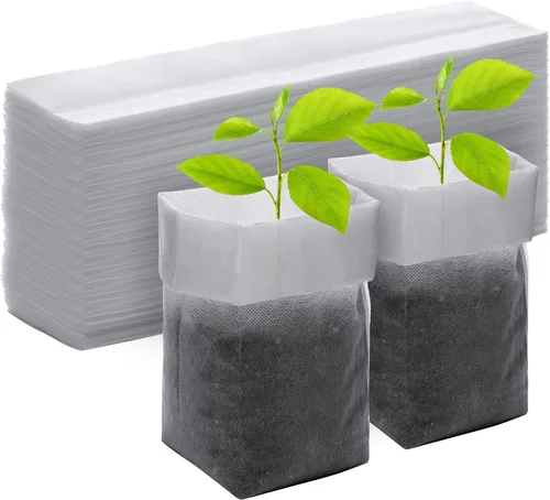 Vista 24 de GREANER 200 bolsas de vivero de plantas, 3.5 x 4.7 pulgadas, bolsas de cultivo de plantas de tela biodegradable no tejida, macetas de plantas