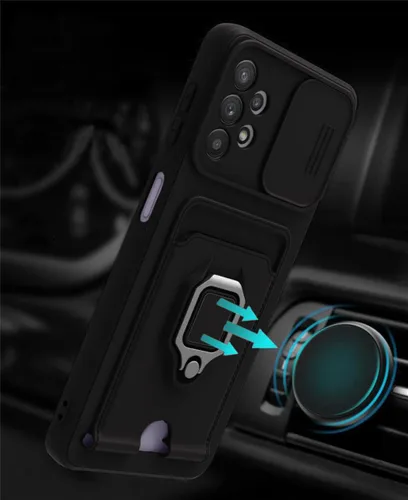 Vista 7 de Funda cruzada compatible con Samsung Galaxy A11, funda de teléfono con correa y soporte para tarjetas, anillo magnético con soporte