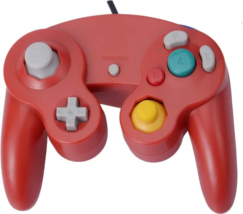 Vista 7 de Paquete de 2 controladores con cable Classic Shock Joypad, compatibles con Wii NGC Gamecube Game Cube (rojo y azul)