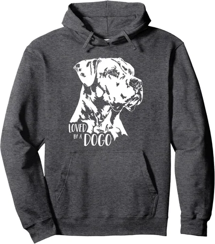 Vista 4 de Dogo Argentino Loved by a Dogo dog mom dog saying Pullover Hoodie Negro