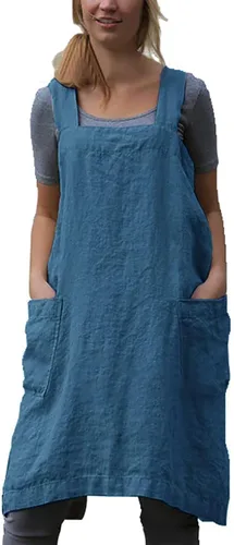 Vista 12 de Delantal japonés de algodón con bolsillos, delantales de talla extragrande para mujer