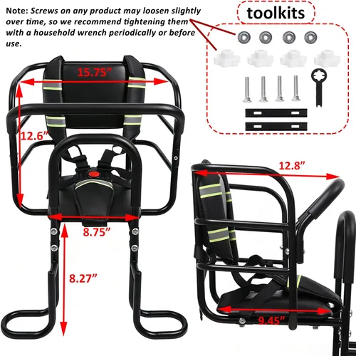 Vista 7 de Asiento trasero de bicicleta para niños, asiento de bicicleta para niños de 18 meses a 8 años, silla de bicicleta para niños de 18 meses a 8 años