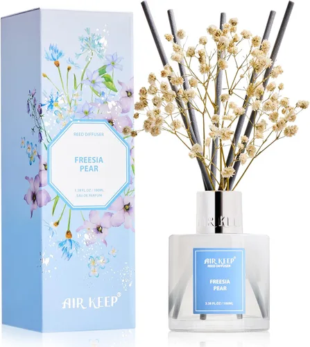 Vista 58 de Airkeep Juego de difusor de varillas – 3.38 onzas líquidas (3.4 fl oz), difusor de aroma de bambú para el hogar, incluye 8 varillas difusoras