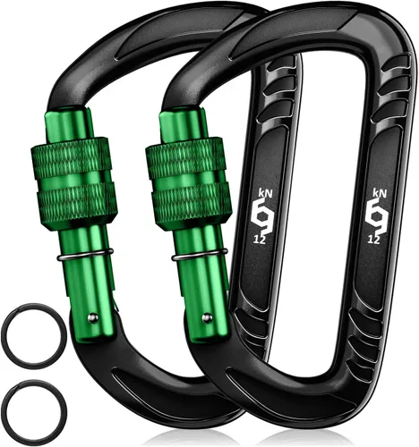 Vista 29 de Rhino Produxs 12kN (2697 lbs) Heavy Duty Carabiner Clips Autolocking Negro