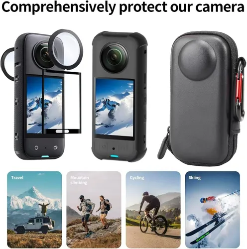 Vista 6 de JasonMighty para Insta360 X3 Kit de accesorios de protección Camera Case,Silicone Cover,Lens Guards,Screen Tempered Glass ,Provide full camera