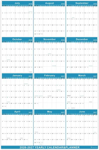 Vista 12 de Vibrant Focus Calendario anual de pared, calendario de pared anual 2026-2027 y planificador con papel grueso, julio 2026 a junio 2027, XL, 34.7 x