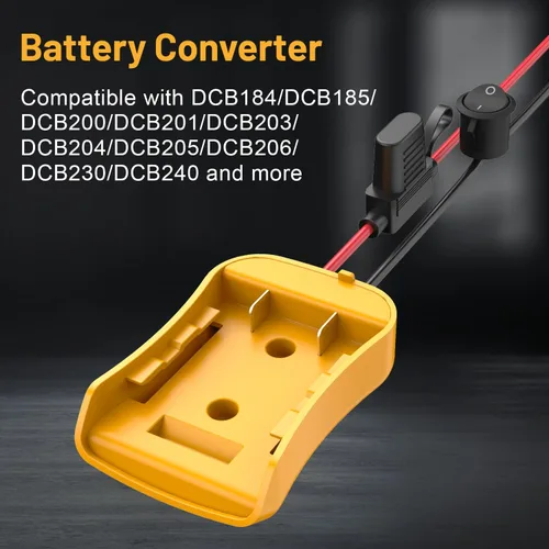 Vista 4 de Kzreect Paquete de 2 adaptadores para ruedas eléctricas compatibles con batería Dewalt 20V, kit convertidor con portafusibles, interruptor