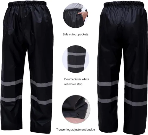 Vista 5 de DUP Traje de lluvia para hombres y mujeres, chaquetas y pantalones reflectantes, impermeables, para el trabajo, ligero, abrigo de lluvia