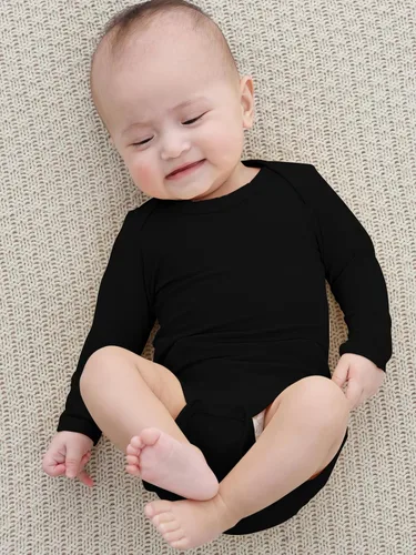 Vista 5 de Body para bebé con puños de manopla, rayón hecho de bambú, pijama de manga larga para niños y niñas