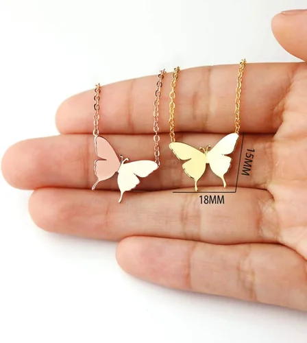 Vista 6 de MEVECCO Collar delicado con inicial de oro de 18 quilates chapado en oro de mariposa con nombre delicado collar diario para mujer joyería