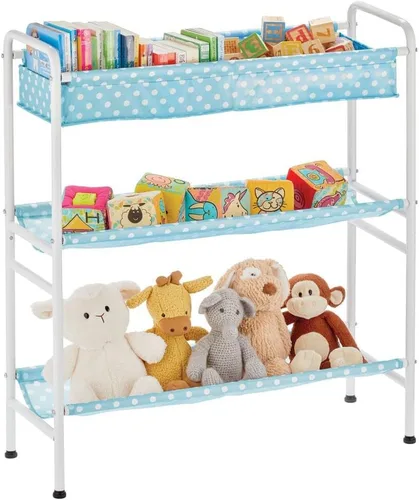 Vista 5 de mDesign Marco de metal de 3 niveles, carrito organizador vertical de almacenamiento de juguetes para dormitorio de niños/niños, sala de juguetes