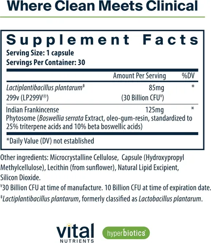 Vista 2 de Hyperbiotics Vital Nutrients IBS Probiotic Reduce los síntomas del SII Probiótico vegano clínicamente estudiado para aliviar el SII