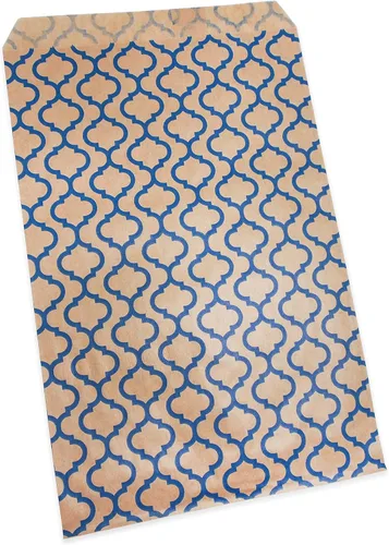 Vista 8 de CuteBox 100 bolsas de regalo de papel plano enrejado azul (6 x 9 pulgadas) para mercancía, recuerdos de fiesta, regalos pequeños, productos hechos a