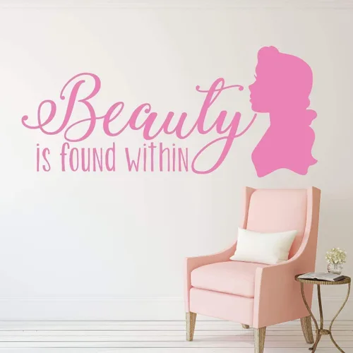 Vista 2 de Beauty and the Beast Decoration - Beauty is Found Within Quote from Belle - Children and Teen Home Decor for Bedroom, Girl's Room, Nursery, Bathroom