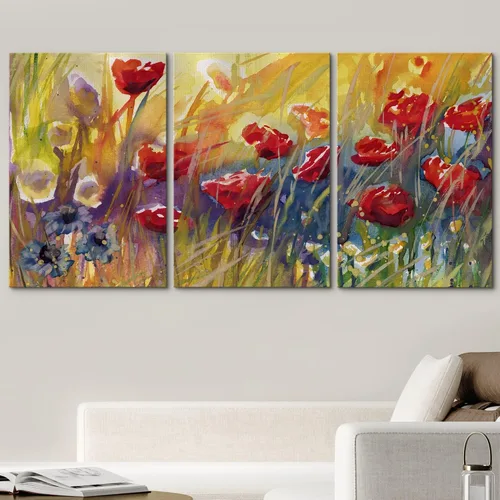 Vista 319 de wall26 Lienzo enmarcado para pared, juego de arte de acuarela pastel, paisaje rural, ilustraciones con formas abstractas, arte moderno, decorativo