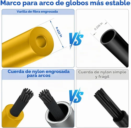 Vista 3 de Arco de globos, innovador kit de arco de globos resistente, soporte de arco de globos ajustable de 10 pies de ancho y 9 pies de alto con bases