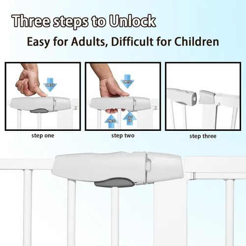 Vista 3 de Puerta para bebés de 115 a 134.6 pulgadas de ancho para escaleras, puerta para perros con cierre automático de los premios Mom's Choice Awards