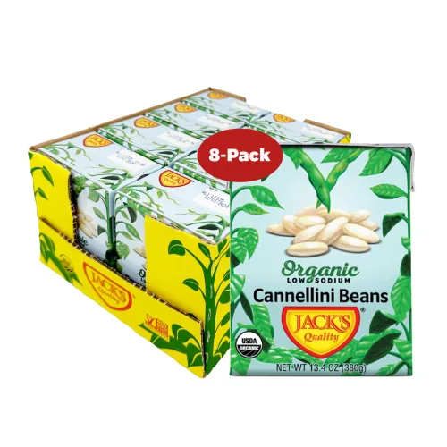 Vista 9 de Jack's Granos de mantequilla blanca orgánica de 13.4 onzas Relleno de proteína y fibra, bajo en sodio y sin OMG (paquete de 8)