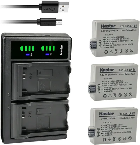 Vista 6 de Kastar Cargador de batería USB LTD2 para Canon LP-E5 LPE5, Canon LC-E5, LC-E5C, cargador LC-E5E, Canon EOS Rebel XSi, EOS Rebel XS, EOS Rebel T1i