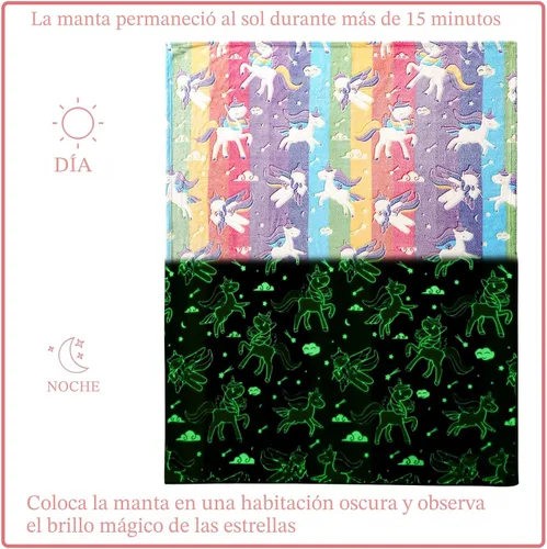 Vista 2 de LIFEYJ Manta que brilla en la oscuridad, regalos de unicornios para niñas, manta suave de 3, 4, 5, 6, 7, 8, 9, 10 años, juguetes para niñas de 6 a 8