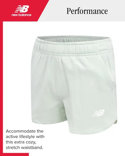 Vista 5 de New Balance Conjunto de pantalones cortos activos para niña, 2 piezas, camiseta de manga corta y pantalones cortos de forro polar (talla 7-16)