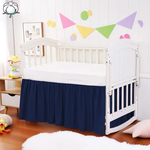 Vista 7 de Falda de Cuna con Volante de Polvo 100% Algodón - Natural, Suave, Transpirable para la Piel Delicada del Bebé, Falda de Cuna para Niños y Niñas, Se