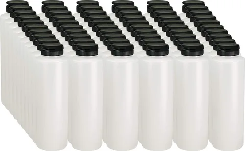 Vista 22 de Pinnacle Mercantile Botellas de condimento de plástico fáciles de apretar con tapa abatible negra, 8 onzas, juego vacío 6