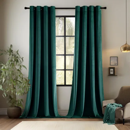 Vista 27 de EMEMA Cortinas de terciopelo negro, 2 paneles de 40 x 63 pulgadas de largo, bolsillo trasero para barra