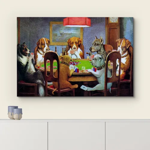 Vista 3 de Cuadro Wall26 de perros jugando al póquer por C. M. Coolidge