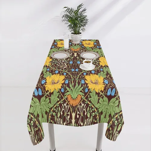 Vista 131 de Mantel Floral Retro de Pájaros, Diseño Original Bohemio William Morris Estampado Cubierta de Mesa para Hogar Picnic Fiesta Comedor Cocina William