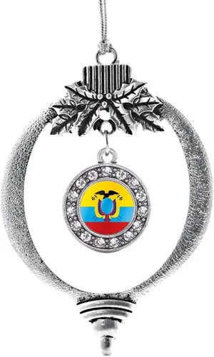 Vista 147 de Inspired Silver - Adorno con dije de cara de carlino - Adornos navideños de círculo de plata con joyas de circonita cúbica
