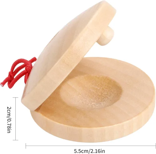 Vista 2 de Castañuelas de madera instrumento de percusión – 12 castañuelas de dedo de mano, recuerdos de fiesta, castañuelas de madera españolas para aula