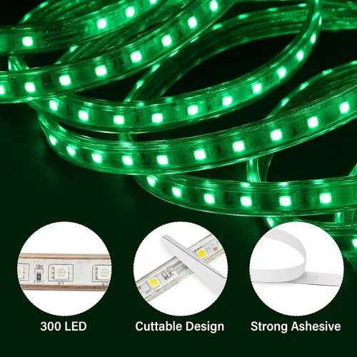 Vista 4 de Tira de luces LED SMD5050 de 16.4 pies, 300 unidades LED, impermeable, flexible, cortable, para uso en exteriores e interiores, adecuada