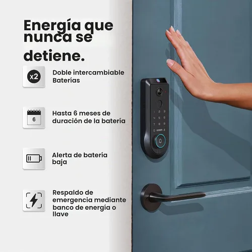 Vista 4 de Lockin Veno Pro, cerradura inteligente todo en uno para puerta delantera, baterías duales