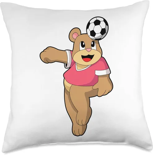 Vista 4 de Bear Soccer Player Soccer Sports Throw Pillow