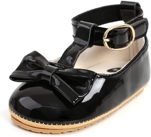 Vista 5 de Zapatos planos de vestir Mary Jane para niñas y bebés, zapatos de vestir para niños pequeños, con lazo y suela de goma suave