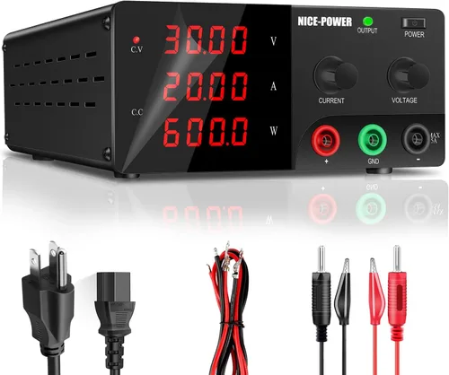 Vista 14 de NICE-POWER Fuente de alimentación de CC variable, fuente de alimentación de banco de alta potencia de 15V 60A 900W con perilla de codificador