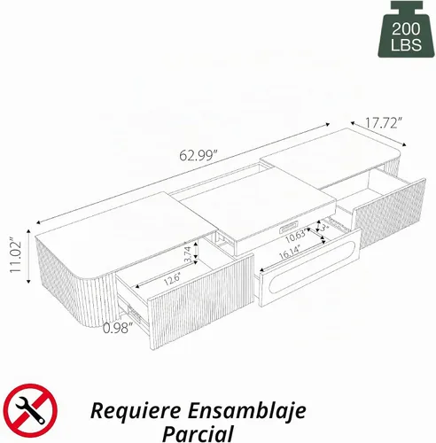 Vista 7 de POVISON Moderno soporte de TV para proyector, centro de entretenimiento de piedra sinterizada con almacenamiento para sala de estar, dormitorio