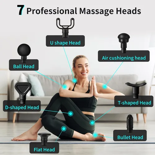 Vista 7 de arboleaf Pistola de masaje muscular de tejido profundo, 6 velocidades, potente pistola de masaje de percusión manual con estuche de viaje portátil