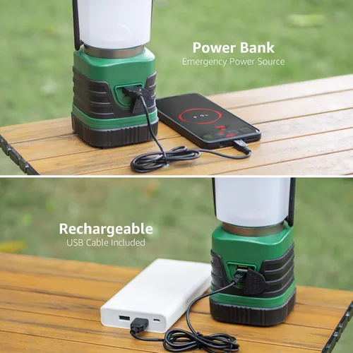 Vista 3 de LE Bundle - 2 artículos: linterna de camping LED de 1000LM recargable, banco de energía de 4400 mAh y linterna de camping recargable LED, 7 modos