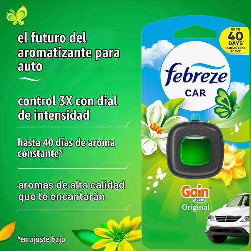 Vista 2 de Febreze Ambientador para automóvil, clip de ventilación de automóvil y eliminador de olores, aroma Gain Original, 8