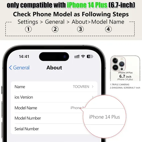 Vista 3 de TOOVREN Funda para teléfono compatible con iPhone 14 Plus, compatible con iPhone 14 Plus, funda con correa para tarjetero, cordón de cuero para Negro