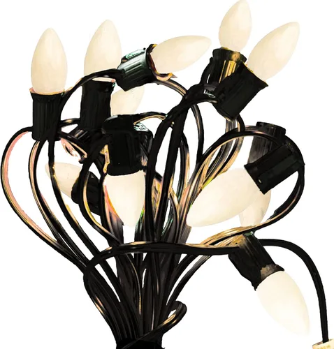 Vista 3 de Luces de cadena para interiores y exteriores, C7 E12, bombillas de repuesto de cerámica para Navidad, color blanco opaco sólido