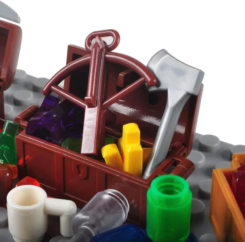 Vista 6 de Juego de accesorios del tesoro, bloques de construcción, lingotes de dinero, barra de oro, joyería de ladrillos de construcción, juego