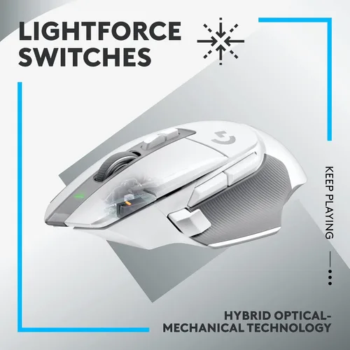 Vista 2 de Logitech G 502 X LIGHTSPEED inalámbrico para juegos mouse óptico con interruptores óptico-mecánicos híbridos LIGHTFORCE sensor de juego HERO 25K
