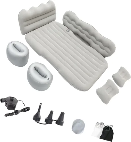 Vista 9 de Cama inflable para coche con inflado rápido para SUV, camping, resistente al agua, 50.4 in, cama inflable automática global Negro