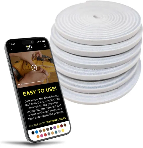 Vista 18 de TOFL Kit de Cordones para Guante de Béisbol Cordones de Cuero para Reparación de Guantes de Béisbol y Sóftbol - Tiras de 72 Pulgadas de Largo