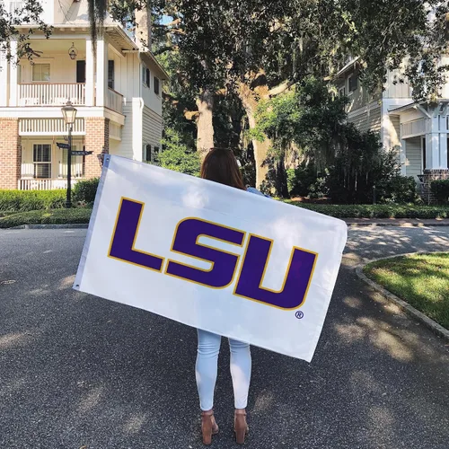 Vista 6 de Desert Cactus Bandera de la Universidad Estatal de LSU Louisiana de 3 x 5 Blanco