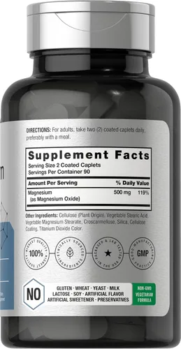 Vista 2 de Horbäach Magnesio 500mg 180 Cápsulas Suplemento vegetariano, sin OMG y sin gluten
